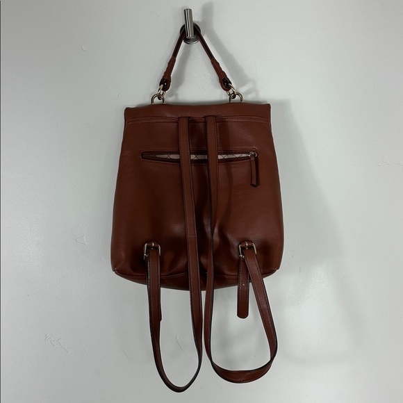 Kelly & Katie Elegant Brown Cognac Faux Leather Backpack - Picture 2 of 10